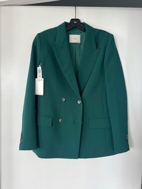 NWT Wilfred Double-Breasted Green Blazer!